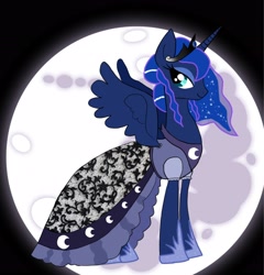 Size: 3000x3122 | Tagged: safe, artist:sarahthefox97, imported from derpibooru, princess luna, alicorn, pony, clothes, dress, female, moon, solo