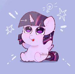 Size: 1024x1012 | Tagged: safe, artist:whiskyice, imported from derpibooru, twilight sparkle, alicorn, pony, baby, baby pony, babylight sparkle, blue background, chibi, cute, open mouth, simple background, solo, twiabetes, twilight sparkle (alicorn), younger