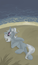 Size: 700x1200 | Tagged: safe, artist:hoorncorn, imported from derpibooru, trixie, pony, unicorn, female, grass, grass field, looking up, lying down, mare, on back, solo