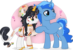 Size: 2413x1669 | Tagged: safe, artist:tired-horse-studios, imported from derpibooru, oc, oc only, oc:rainbow splash, pony, unicorn, female, male, mare, simple background, stallion, transparent background