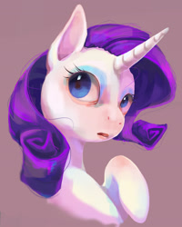 Size: 1334x1667 | Tagged: safe, artist:baccizoof, imported from derpibooru, rarity, pony, unicorn, brown background, bust, portrait, simple background, solo