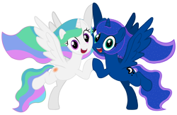 Size: 8000x5170 | Tagged: safe, artist:laszlvfx, imported from derpibooru, princess celestia, princess luna, alicorn, pony, absurd resolution, base used, female, mare, royal sisters, siblings, simple background, sisters, transparent background, vector