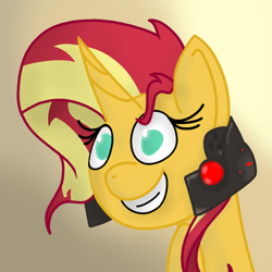 Size: 660x660 | Tagged: safe, artist:kanw, derpibooru exclusive, imported from derpibooru, sunset shimmer, pony, unicorn, equestria girls, bust, crossover, cute, jetstream sam, metal gear, metal gear rising, portrait, shimmerbetes, solo