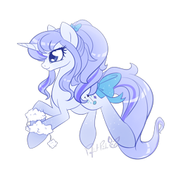 Size: 2000x2000 | Tagged: safe, artist:piichu-pi, imported from derpibooru, oc, oc:freeze star, pony, unicorn, bow, female, mare, simple background, solo, tail, tail bow, transparent background