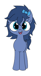 Size: 666x1209 | Tagged: safe, artist:wafflecakes, oc, oc only, oc:whinny, earth pony, pony, bow, open mouth, simple background, smiling, transparent background