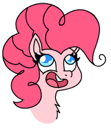 Size: 240x278 | Tagged: safe, artist:wafflecakes, pinkie pie, earth pony, pony, my little pony: pony life, calarts, calarts smile, chest fluff, open mouth, simple background, smiling