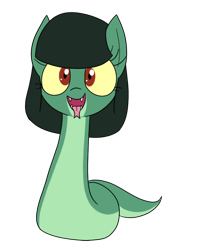 Size: 692x875 | Tagged: safe, artist:wafflecakes, oc, oc only, oc:tija, original species, snake, snake pony, long tongue, open mouth, simple background, smiling, tongue out, transparent background