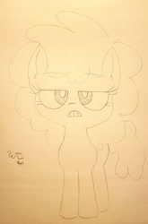 Size: 1266x1920 | Tagged: safe, artist:wafflecakes, oc, oc only, earth pony, pony, frown, monochrome, simple background, transparent background