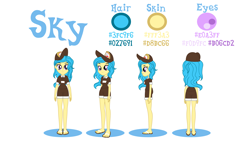 Size: 7111x4000 | Tagged: safe, artist:cloppy hooves, imported from ponybooru, oc, oc only, oc:sky lane, equestria girls, reference sheet