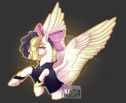 Size: 1024x837 | Tagged: safe, artist:waterdragonwave, imported from derpibooru, songbird serenade, pegasus, pony, my little pony: the movie, bow, female, hair bow, mare, solo, spread wings, wings