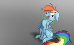 Size: 1600x970 | Tagged: safe, artist:d0ublerainb0wdash, imported from derpibooru, rainbow dash, pegasus, pony, 2015, drool, female, floppy ears, mare, old art, solo, tongue out