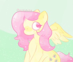 Size: 1280x1083 | Tagged: safe, artist:milkwhiite, imported from derpibooru, fluttershy, pegasus, chubby, cute, simple background, solo