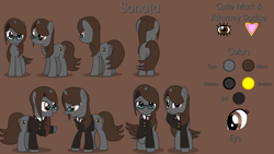 Size: 3600x2027 | Tagged: safe, artist:mrvector, imported from derpibooru, oc, oc:sonata, pony, unicorn, ace attorney, butt, clothes, cute, elements of justice, female, glasses, high res, lawyer, mare, plot, reference sheet, simple background, smug, suit, sweat, sweatdrop, turnabout storm