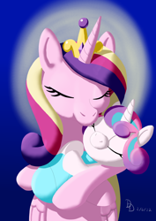 Size: 1200x1697 | Tagged: safe, artist:darkdabula, imported from derpibooru, princess cadance, princess flurry heart, alicorn, pony, baby, baby blanket, baby flurry heart, baby pony, blanket, blanket burrito, cradling, cradling a baby, cute, cute baby, eyes closed, female, filly, flurrybetes, foal, happy baby, holding a baby, holding a pony, mama cadence, mare, mother and child, mother and daughter, newborn, newborn baby flurry heart, newborn flurry heart, newborn foal, newborn infant flurry heart, sleeping, sleeping baby, swaddled baby, wrapped snugly