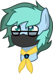 Size: 739x1031 | Tagged: safe, artist:samsailz, imported from derpibooru, oc, oc only, pony, bust, commission, cute, glasses, mask, neckerchief, portrait, simple background, solo, transparent background, ych result, your character here