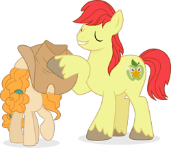 Size: 3351x2899 | Tagged: safe, artist:cirillaq, imported from derpibooru, bright mac, pear butter, earth pony, pony, februpony, female, hat, high res, male, mare, simple background, stallion, transparent background, unshorn fetlocks, vector