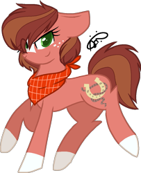 Size: 853x1049 | Tagged: safe, artist:gallantserver, imported from derpibooru, oc, oc only, oc:dixie pippin, earth pony, pony, coat markings, colored pupils, earth pony oc, female, freckles, full body, green eyes, hooves, mare, offspring, parent:applejack, parent:trouble shoes, parents:troublejack, simple background, smiling, socks (coat markings), solo, tail, transparent background, two toned mane, two toned tail