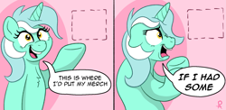 Size: 1881x917 | Tagged: safe, artist:doodledonutart, imported from derpibooru, lyra heartstrings, pony, unicorn, 2 panel comic, comic, dialogue, februpony, female, if i had one, image macro, mare, meme, ponified meme, solo, speech bubble, the fairly oddparents