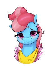 Size: 1321x1663 | Tagged: safe, artist:aquaticvibes, imported from derpibooru, cup cake, earth pony, pony, bust, female, mare, simple background, solo, white background