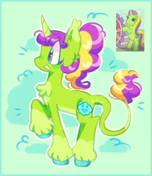 Size: 1451x1687 | Tagged: safe, artist:sidruni, imported from derpibooru, original species, pony, unicorn, the runaway rainbow, background pony, cute, feeling flitter, feelingdorable, female, g3, g3 to g4, g4, generation leap, grin, mare, raised hoof, raised leg, smiling, solo, unnamed character, unnamed pony