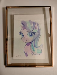 Size: 1536x2048 | Tagged: safe, artist:majoy_tokyo, artist:pnpn_721, imported from derpibooru, starlight glimmer, pony, unicorn, irl, looking at you, photo, picture frame, signature, smiling, smiling at you, solo