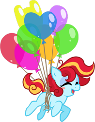 Size: 811x1037 | Tagged: safe, artist:guineasquig, imported from derpibooru, oc, oc only, oc:sweet pumpkin, earth pony, pony, ^^, balloon, earth pony oc, eyes closed, female, filly, floating, foal, happy, heart balloon, hooves, open mouth, open smile, simple background, smiling, solo, tail, transparent background, two toned tail