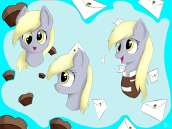 Size: 1600x1200 | Tagged: safe, artist:3naa, imported from derpibooru, derpy hooves, pegasus, pony, bust, female, food, mail, muffin, solo