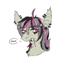 Size: 958x883 | Tagged: safe, artist:rover, artist:rrrover, imported from derpibooru, oc, oc:gravel shine, bat pony, pony, bust, edgy, emo, fangs, portrait, solo