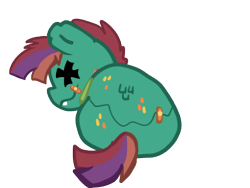Size: 317x239 | Tagged: safe, artist:nootaz, imported from derpibooru, oc, oc only, oc:deadmeat, piñata pony, amogus, among us, animated, butt shake, meme, piñata, simple background, solo, transparent background, twerking, x eyes