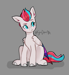 Size: 1005x1080 | Tagged: safe, artist:superduperath, imported from derpibooru, zipp storm, pegasus, pony, adorazipp, cute, female, g5, gray background, mare, my little pony: a new generation, simple background, sitting, solo, unshorn fetlocks