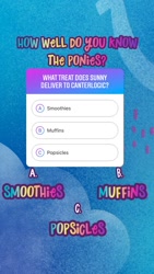 Size: 750x1334 | Tagged: safe, imported from derpibooru, blue background, g5, instagram, instagram story, my little pony: a new generation, names, official, quiz, simple background, social media