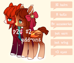 Size: 1234x1048 | Tagged: safe, artist:miioko, imported from derpibooru, oc, oc only, bat pony, pony, base used, bat pony oc, bat wings, bow, colored hooves, duo, hair bow, wings