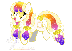 Size: 1700x1200 | Tagged: safe, artist:galeemlightseraphim, imported from derpibooru, oc, oc only, oc:galeem light, earth pony, pony, :d, base used, bell, earth pony oc, ethereal mane, open mouth, open smile, simple background, smiling, starry eyes, starry mane, tail, tail wrap, transparent background, wingding eyes