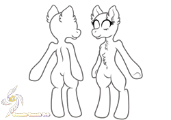 Size: 1700x1200 | Tagged: safe, artist:galeemlightseraphim, imported from derpibooru, oc, oc only, earth pony, semi-anthro, arm hooves, bald, base, bipedal, chest fluff, duo, ear fluff, earth pony oc, lineart, simple background, smiling, transparent background