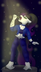 Size: 720x1280 | Tagged: safe, artist:teonnakatztkgs, imported from derpibooru, oc, oc only, anthro, earth pony, unguligrade anthro, choker, clothes, ear piercing, earring, earth pony oc, female, jewelry, microphone, open mouth, piercing, singing