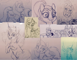 Size: 1760x1373 | Tagged: safe, artist:razledazle, imported from derpibooru, oc, oc only, alicorn, pony, lineart, rearing, sketch, sketch dump, smiling, traditional art