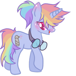 Size: 768x768 | Tagged: safe, artist:toxicspxce, imported from derpibooru, oc, oc only, pony, unicorn, base used, blushing, eyelashes, female, goggles, horn, magical lesbian spawn, mare, multicolored hair, offspring, parent:rainbow dash, parent:twilight sparkle, parents:twidash, rainbow hair, simple background, smiling, solo, transparent background, unicorn oc