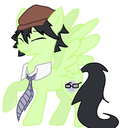 Size: 673x700 | Tagged: safe, artist:namaenonaipony, imported from derpibooru, oc, oc only, earth pony, pony, bungou stray dogs, edogawa ranpo, hat, male, necktie, simple background, solo, stallion, sunglasses, white background