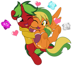 Size: 5450x5000 | Tagged: safe, artist:jhayarr23, imported from derpibooru, oc, oc only, oc:naviga, pegasus, pony, unicorn, hug, looking at each other, looking at someone, male, simple background, stallion, transparent background