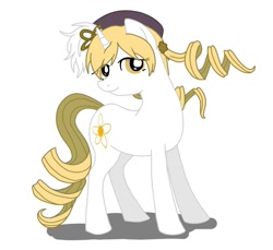 Size: 1083x993 | Tagged: safe, artist:namaenonaipony, imported from derpibooru, pony, unicorn, anime, magical girl, mami tomoe, ponified, puella magi madoka magica, simple background, solo, white background