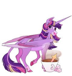 Size: 2000x2100 | Tagged: safe, artist:uunicornicc, imported from derpibooru, twilight sparkle, alicorn, pony, alternate design, butt, cloven hooves, coat markings, colored wings, dewclaw, facial markings, februpony, horn, leonine tail, long horn, multicolored wings, plot, simple background, snip (coat marking), socks (coat markings), solo, tail, transparent background, twilight sparkle (alicorn), wings