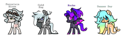 Size: 1434x423 | Tagged: safe, artist:kaikururu, imported from derpibooru, oc, oc only, bat pony, earth pony, pegasus, pony, base used, bat pony oc, bat wings, earth pony oc, pegasus oc, simple background, transparent background, wings