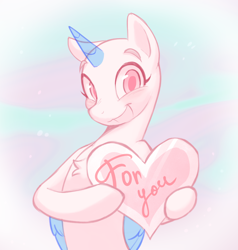 Size: 4768x5000 | Tagged: safe, artist:littmosa, imported from derpibooru, pony, commission, holiday, looking at you, open mouth, smiling, smiling at you, valentine's day, your character here