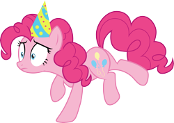 Size: 4231x3000 | Tagged: safe, artist:cloudy glow, imported from derpibooru, pinkie pie, earth pony, pony, .ai available, butt, female, frown, hat, high res, mare, party hat, plot, shrunken pupils, simple background, solo, transparent background, vector