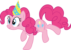 Size: 3000x2128 | Tagged: safe, artist:cloudy glow, imported from derpibooru, pinkie pie, earth pony, pony, .ai available, butt, female, hat, high res, mare, party hat, plot, simple background, smiling, solo, transparent background, vector