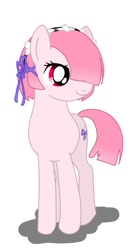 Size: 630x1200 | Tagged: safe, artist:namaenonaipony, imported from derpibooru, earth pony, pony, anime, front view, hair over one eye, hooves, ponified, ram (re:zero), re:zero, red eyes, shadow, simple background, solo, standing, tail, white background