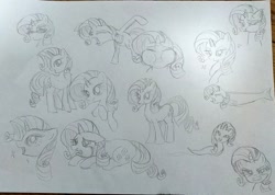 Size: 1517x1080 | Tagged: safe, artist:namaenonaipony, imported from derpibooru, rarity, fish, pony, slug, unicorn, angry, puffy cheeks, sketch, solo, species swap, traditional art