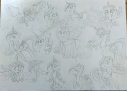 Size: 1505x1080 | Tagged: safe, artist:namaenonaipony, imported from derpibooru, princess cadance, alicorn, pony, angry, crying, flying, happy, sketch, solo, traditional art