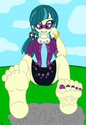 Size: 2200x3200 | Tagged: safe, artist:wallflowerblusheqg, imported from derpibooru, juniper montage, equestria girls, mirror magic, movie magic, spoiler:eqg specials, barefoot, feet, female, fetish, foot fetish, foot focus, giantess, high res, macro, nail polish, soles, toes