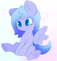 Size: 3823x4096 | Tagged: safe, artist:zokkili, imported from derpibooru, princess luna, alicorn, pony, colored eyelashes, female, filly, foal, gradient background, heart, solo, woona, younger